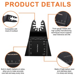 5PCS Oscillating Saw Blades, 68mm High Carbon Steel Multi Tool Blades, Universal Quick Release Cutter Set for Wood Plastic Soft Metal, Compatible with Dewalt