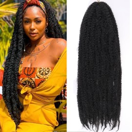 Mscat Marley Twist Braiding Hair 30 Inch Marley Twist Hair Long Twist Hair 8 Packs Afro Kinky Curly Twist Crochet Hair Synthetic Marley Hair Extensions (30 Inch 8packs, 1B)