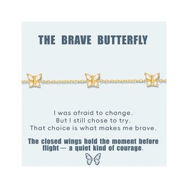 Gold Ankle Bracelets for Women Waterproof - 18K Gold Plated Stainless Steel Dainty Heart Anklets, Non Tarnish Meaningful Gifts for Her Sister Best Friend or Yourself (The Brave Butterfly)