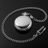 Tiong Silver Men's Smooth Steel Mechanical Pocket Watch with Luminous