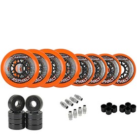 Labeda Gripper Asphalt Outdoor Inline Roller Hockey Wheels + Hybrid Ceramic Bearings 76/80 Hilo 85A Orange