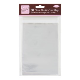 Anita's Card Bag, A6, Clear, Pack Of 50, Plastic Bag, Card Protection Bag, For Home, Art, Craft, Cardmaking