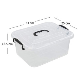 Neadas 8 Litre Plastic Storage Box with Handle, Clear Storage Bin with Lid, 2 Packs