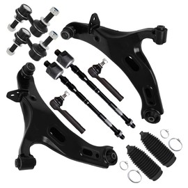 SCITOO 10pcs Front Suspension Kit Lower Control Arm with Ball Joint fit 2010-2014 for Subaru Legacy with Outer Inner Tie Rod End Steering Boot Sway Bar Link