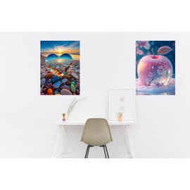 Aiuorty 2 Pack Diamond Painting Kits for Adults, DIY 5D Diamond Painting Pictures for Children Kids Diamond Art Painting Beginners Gift Home Wall Decor 30 x 40 cm (Apple)