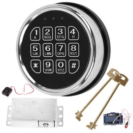 Gun Safe Lock with Solenoid, Saf e Box L ock with 2 Override Keys Chrome Keypad Replacement for Safe Box/Rifle Safe, Included Reset Cable, Circuit Board Lock and Horn