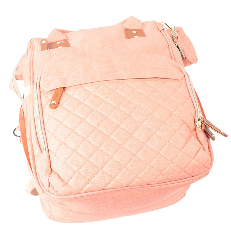 Pink Diaper Bag Backpack Multi Compartment Waterproof Large Capacity Travel