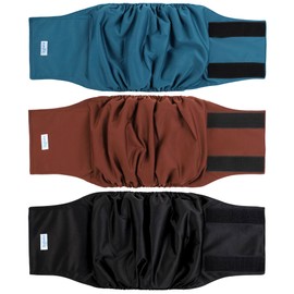 Leekalos Male Dog Diapers (3 Pack), High Absorbing Dog Belly Bands for Male Dogs, Washable Reusable Dog Male Wraps (Black, Blue, Coffee, Medium)