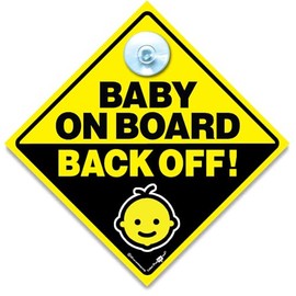 Baby On Board Sign Back Off Sign, Grandchild on Board Sign Keep, Baby On Board Sign, Grandchild On Board Car Sign, Suction Cup Baby Car Window Sign, 14cm