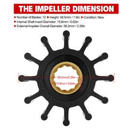 BDFHYK 13554-001 Water Pump Impeller Raw Sea Impeller for Johnson 09-812B-1, Yanmar 119773-42600-01, Sierra 18-3306, Volvo Penta 3588914, Indmar S685007