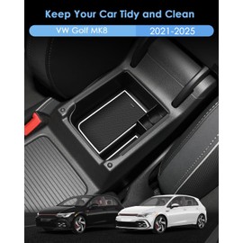 WEIPIN Compatible with VW Golf 8, MK8 GTI GTD GTE 2020/2021/2022/2023/2024/2025 Centre Console Glove Box Armrest Golf 8 Multifunctional Storage Box Accessories (White)