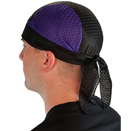 Sparkling EARTH Purple & Black All Over Airflow Stretch Mesh All Over Airflow Stretch Mesh Skull Caps Doo Rags Do Rag Durag Headwrap Head Wraps