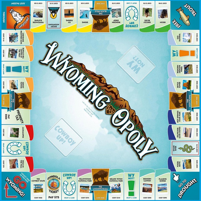 Late For The Sky: Wyoming-Opoly - State Themed Family Board