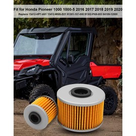 Oil Filter Kit with Gaskets Fit for Honda Pioneer 1000 1000-5 2016 2017 2018 2019 2020 Replace 15412-HP7-A01 15412-MGS-D21 91301-107-000 91302-PA9-003 94109-12000