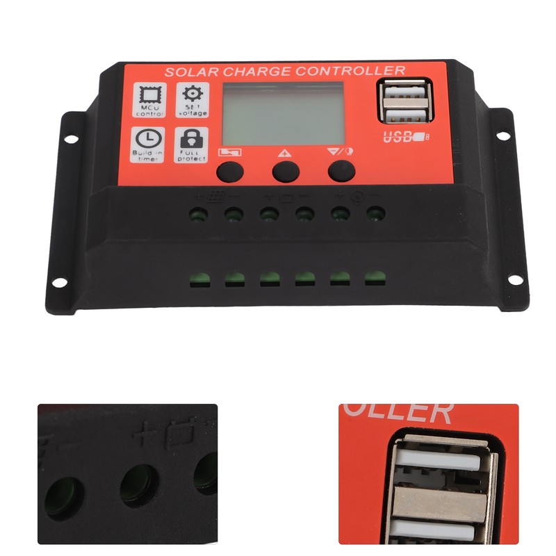 PWM Auto Solar Charge Controller LCD Display Dual USB Solar