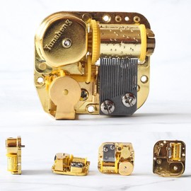 Music Box Mechanism, 18 Note Wind Up Clockwork Movement for DIY Musical Boxes and Figurines, Gold Metal Silver-Plated, Beauty and The Beast Style
