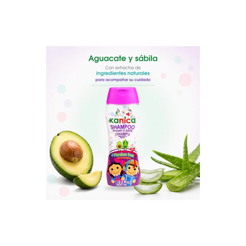 KANICA Champú sin parabenos con aloe vera y aguacate. Champú