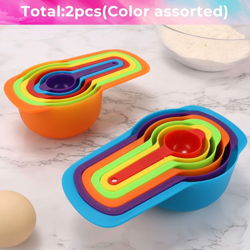 NYGGTYK 12 Pieces Colourful Measuring Cups, Plastic Measuring Cups, Baking