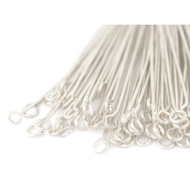 TheBeadChest Silver 21 Gauge 2.5 Inch Eye Pins (Approx 100 Pieces)