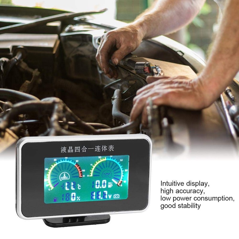 4-in-1 Car LCD Digital LCD Instrument, Oil Pressure Display, Voltmeter,