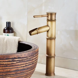 Retro Bronze Bathroom Sink Mixer Tap Hot Cold Water Single Hole Tap Suitable for Inner Diameter 32mm to 40mm