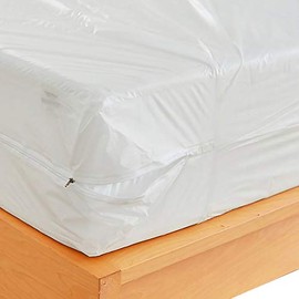 Funda protectora de colchón de plástico con cierre, impermeable, a prueba de colchón de vinilo (tamaño individual)
