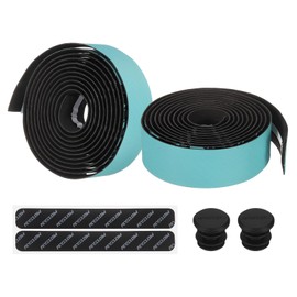 PATIKIL PU EVA Bike Handlebar Tape, 1 Pair Bicycle Bar Tape Anti-Slip Ergonomic Comfort with End Plugs & Adhesive Backs for Road Cycling Folding, Cyan