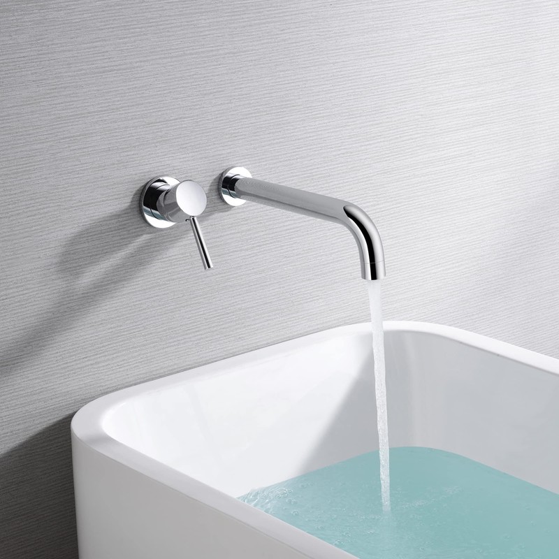 sumerain Wall Mount Tub Faucet Chrome Tub Filler Long Spout
