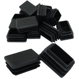 Kemcatui 20Pcs Rectangle End Caps, 1 1/2x1 Inch Rectangular Tubing Plugs Black Plastic Plug Insert, Rubber Tube Protectors for Chair, Desk, Pipe (38×25 mm)