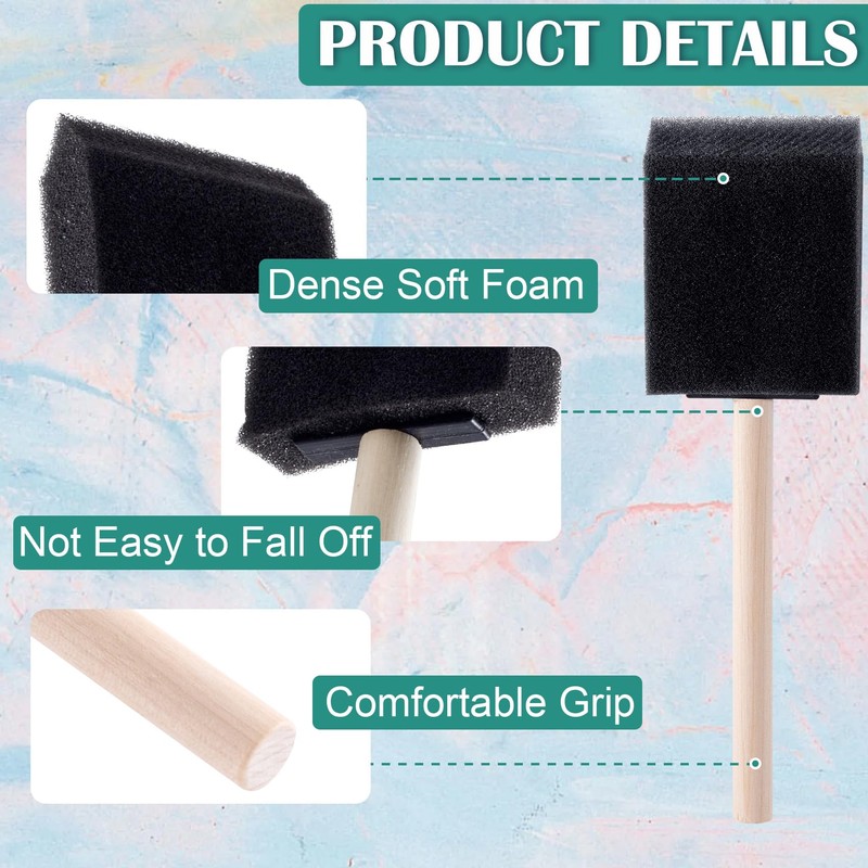 Pndeyo 4pcs 4 Sizes Foam Paint Brushes, Sponge Paintbrushes with