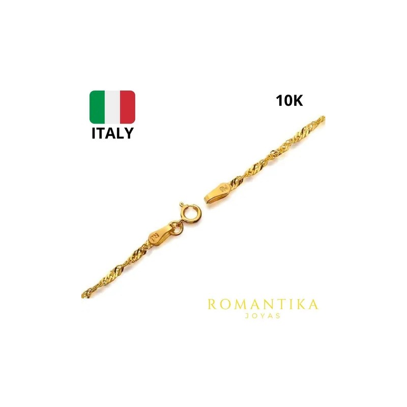 Cadena Singapur Oro 10k 50cm 2mm .8gr Italiano Color Dorado