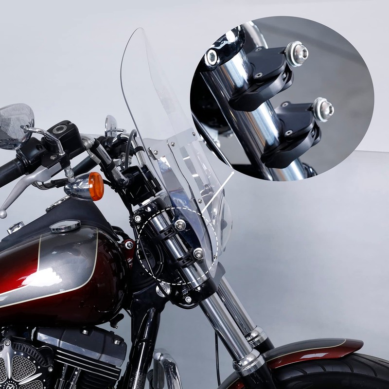 XFMT Chrome 49mm Detachable Quick-Release Windshield Clamps Windscreen Forks Mount