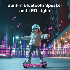 6.5" Adult Scooter, LED Lights & APP & Music Speaker, Long Battery Life, Gifts for Kids & Adults & Girls & Boys, for All Ages