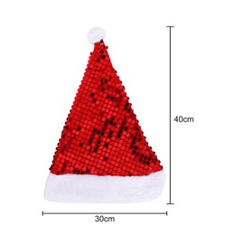 Miaija Santa Hat Sequin Sparkly Red Hat Soft Plush Xmas Santa Hat with Thicken Classic Fur Christmas Party Fancy Dress for Adult