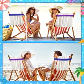 4 Pack Towel Bands, Towel Holder Towel Craber for Beach Chair, Towel Clips for Pool Chair, Pool & Cruise Chairs, The Better Towel Chair Clips Beach Towel Clips (2 Pcs Blue + 2 Pcs Purple)