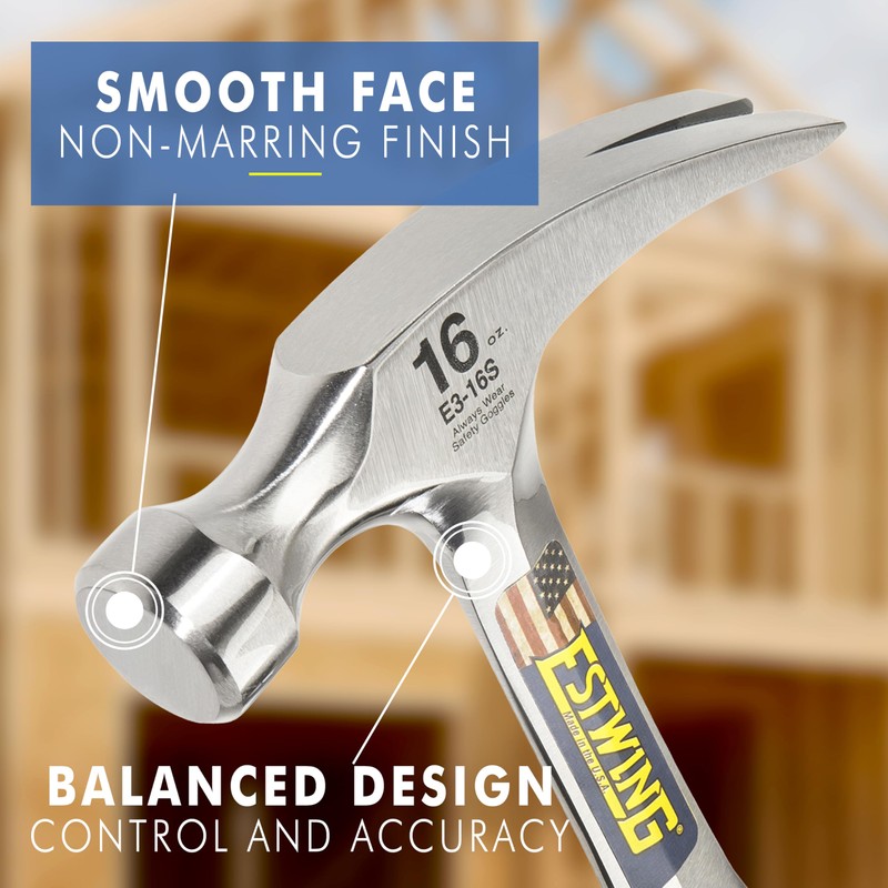 ESTWING 16 oz Hammer, Smooth Face, Forged Steel Hammer, Rip