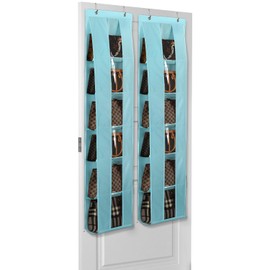 Lirex Over the Door Purse Organizer, 2 Pack Handbag Storage Organizer with 6-Tier, Space-Saving Purse Organizer for Door or Closet, for Purse Storage and Handbag Organization, Purse Hanger, Light Blue
