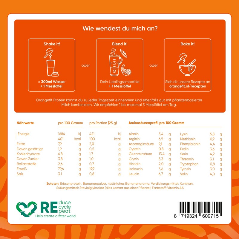 Orangefit Vegan Protein Banana - 750 g - High-Quality Protein