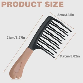 Wide Tooth Comb for Curly, Detangling Plastic Double-layer Comb for Wet & Dry Hair, Gentle on Curls – Ergonomic Handle & Rounded Teeth – Curl Brush for Women