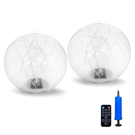 TWSOUL 2 x Solar Floating Pool Lighting, 35 cm Pool Lighting, IP68 Waterproof Pool Lamps, 16 Colours with Remote Control Ball Solar Lamp Decoration for Swimming Pool, Fountain, Aquarium (Warm Light)