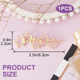 Mxxipp Gold Star Hair Pin for Women, Classical Metal Hair Bang Clips, Non-Slip Hollow Star Hair Barrette Accessories for Long Short Straight Curly Hair