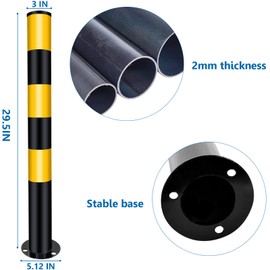 Safety Bollards,Heavy Duty Steel Parking Barrier,29.5in Metal Traffic Bollard for Parking Lot,Traffic Control,Driveway Barrier,Parking Pole,Traffic Sensitive Areas