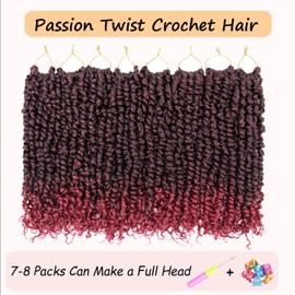 LOSMOEER 8Packs Passion Twist Hair Pre-twisted Passion Twist Crochet Hair Pre-looped Crochet Braids Hair for Women Passion Twists Braiding Hair Synthetic Hair Extensions