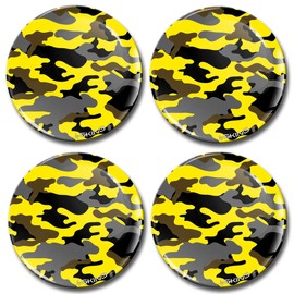 SkinoEu 4 x 65mm 3D Gel Car Wheel Centre Universal Rims Hub Center Stickers Decals For Caps Vehicle Auto Tuning Emblem Camouflage Yellow A 2065 Z*