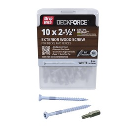 Grip-Rite GRDF212STWH40 DeckForce #10 x 2-1/2" Nano Coated Wood Screws, White, 40 Count Box