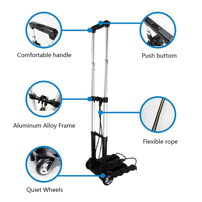 RMS Folding Luggage Cart - Lightweight Aluminum Collapsible and Portable