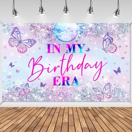 Avezano In My Birthday Era Banner for Girl Music Birthday Decorations Music Superstar Birthday Banner Glitter Disco Balls Music Birthday Decorations Backdrop 70.8 x 43.3 Inch