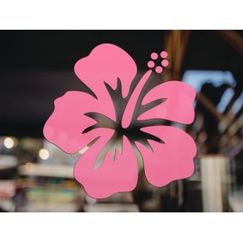 Hibiscus Flower Vinyl Decal Sticker - for Cars, Windows, Bumpers, Laptops, Cups, Walls, Lockers and More - 5.5 Inches at Largest Point (Pink)