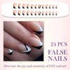 24PCS Black White French Tip Press-on Nails, Elegant Short Coffin