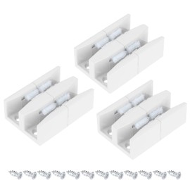 uxcell Sliding Shower Door Bottom Guide for 1/2 in Frameless Glass Shower Door, 3pcs 47mm Width Shower Door Double Track Limit Sliding Guide with Screw, White